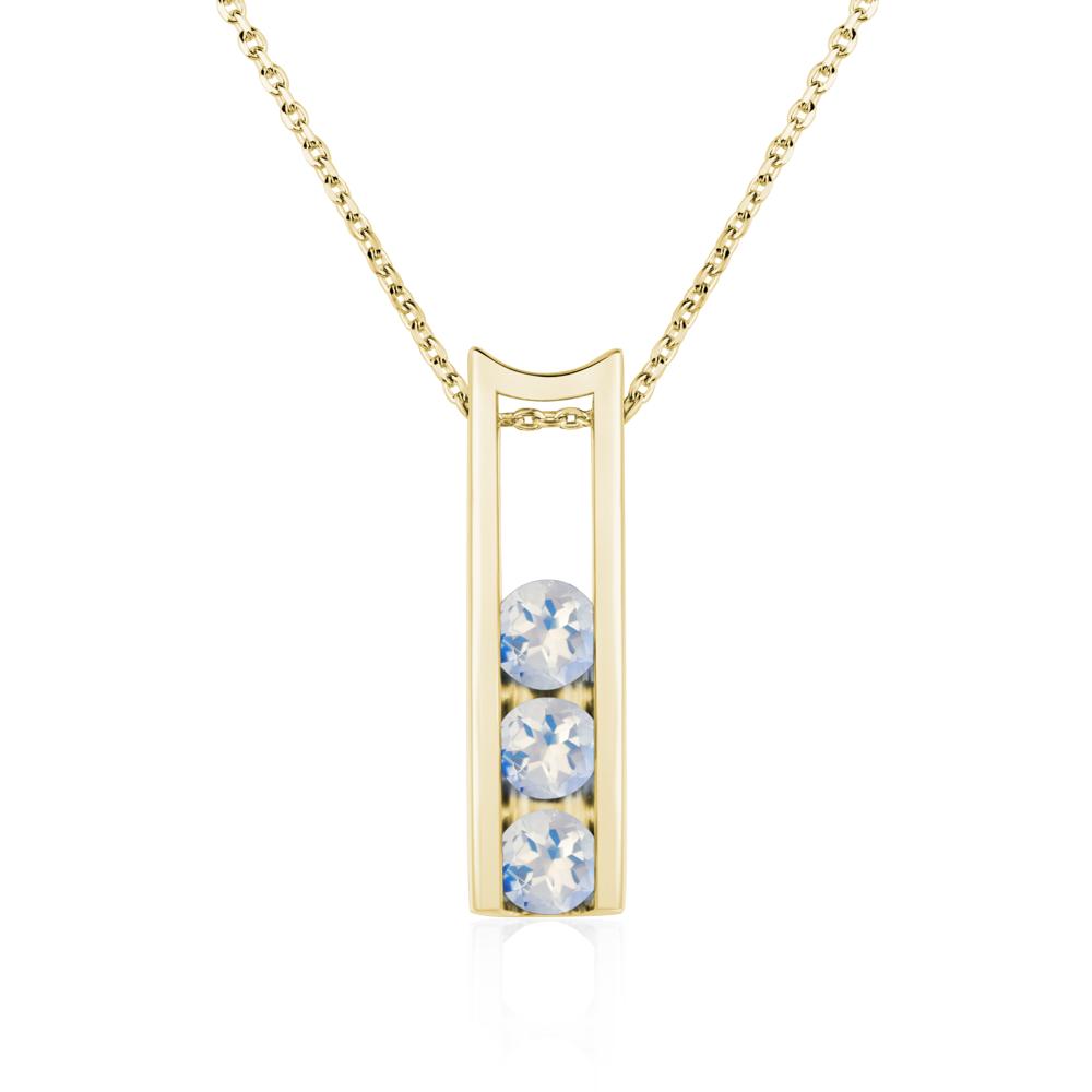 Moonstone Three Stone Necklace - LUO Jewelry #metal_18k yellow gold