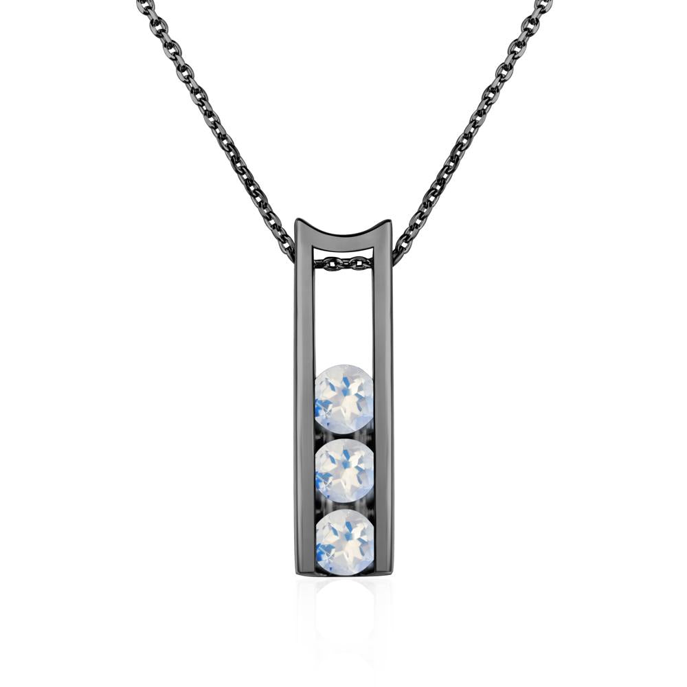 Moonstone Three Stone Necklace - LUO Jewelry #metal_black finish sterling silver