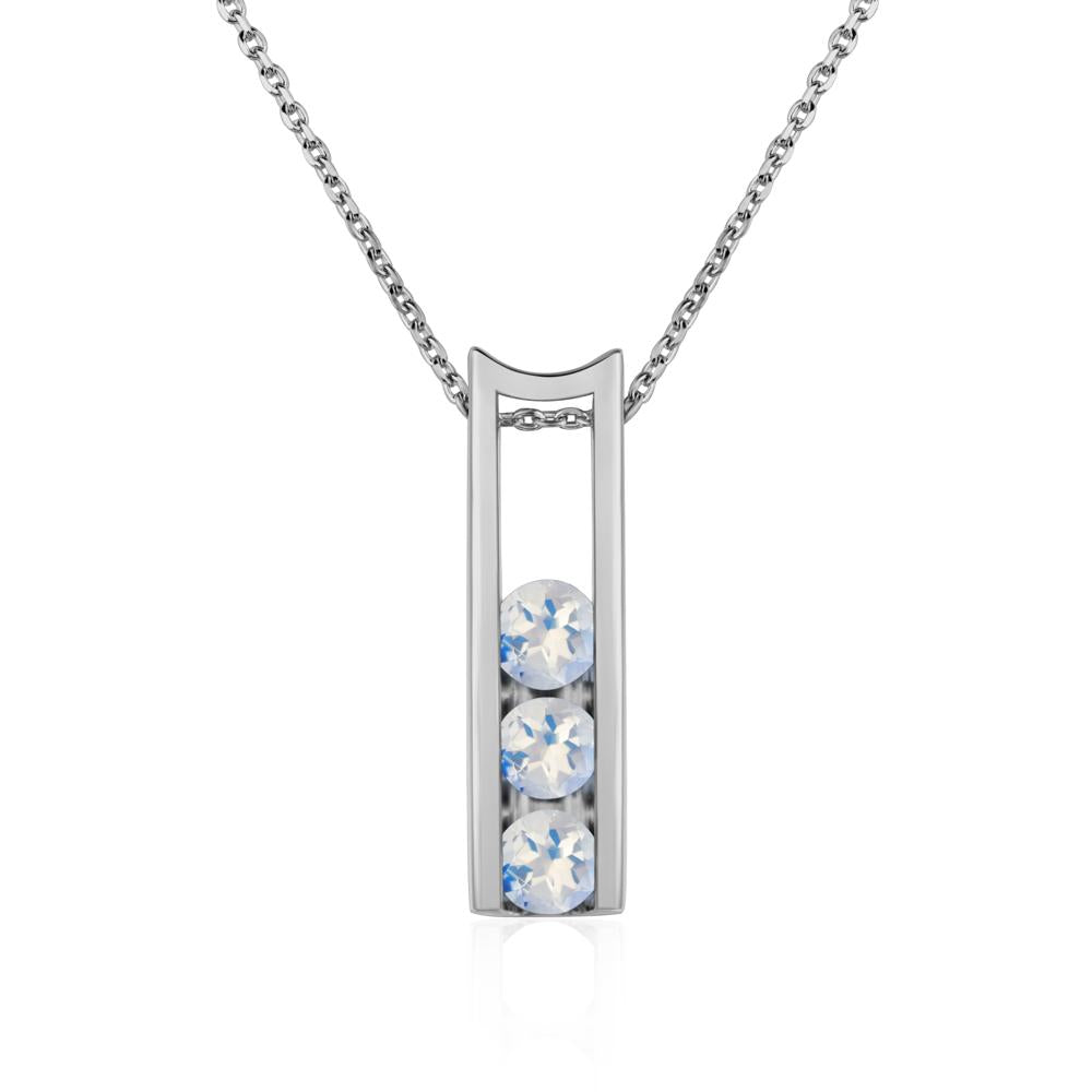 Moonstone Three Stone Necklace - LUO Jewelry #metal_platinum