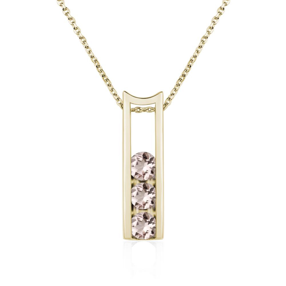 Morganite 3 Stones Mothers Necklace - LUO Jewelry #metal_14k yellow gold