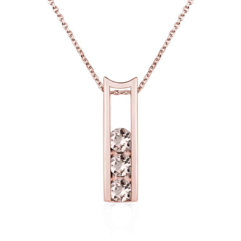 Morganite 3 Stones Mothers Necklace - LUO Jewelry #metal_18k rose gold