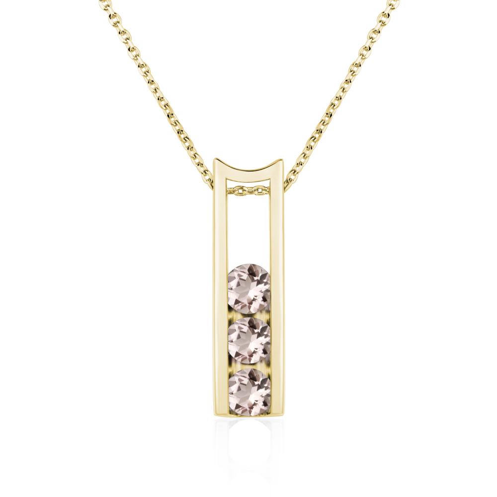 Morganite 3 Stones Mothers Necklace - LUO Jewelry #metal_18k yellow gold