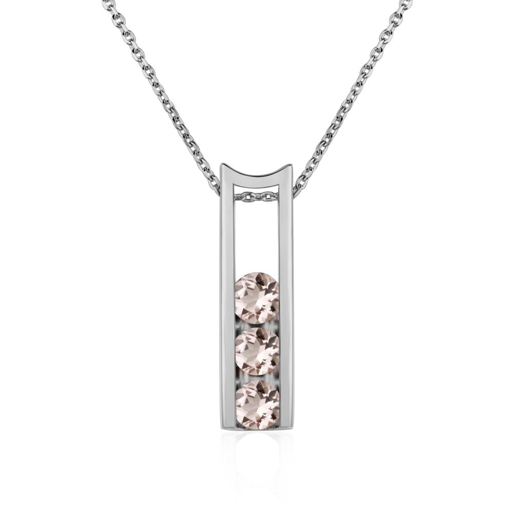 Morganite 3 Stones Mothers Necklace - LUO Jewelry #metal_platinum