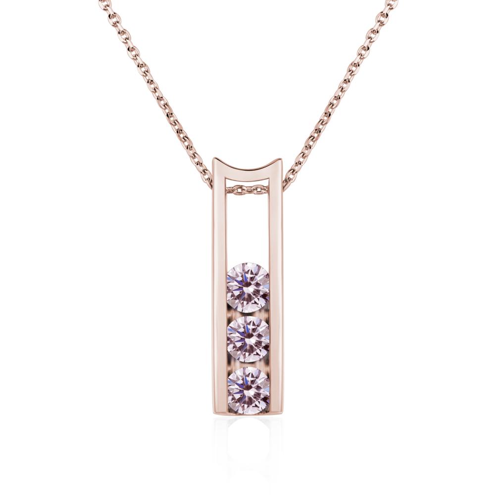 Pink Cubic Zirconia Three Stone Necklace - LUO Jewelry #metal_14k rose gold