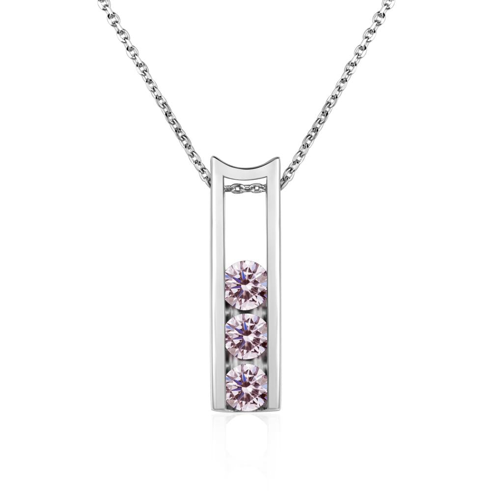 Pink Cubic Zirconia Three Stone Necklace - LUO Jewelry #metal_sterling silver