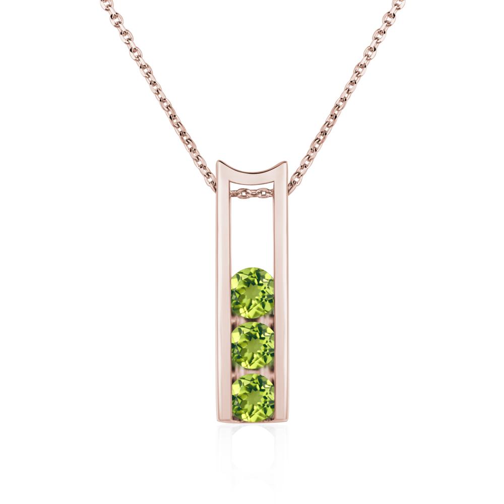 Peridot 3 Stones Mothers Necklace - LUO Jewelry #metal_14k rose gold