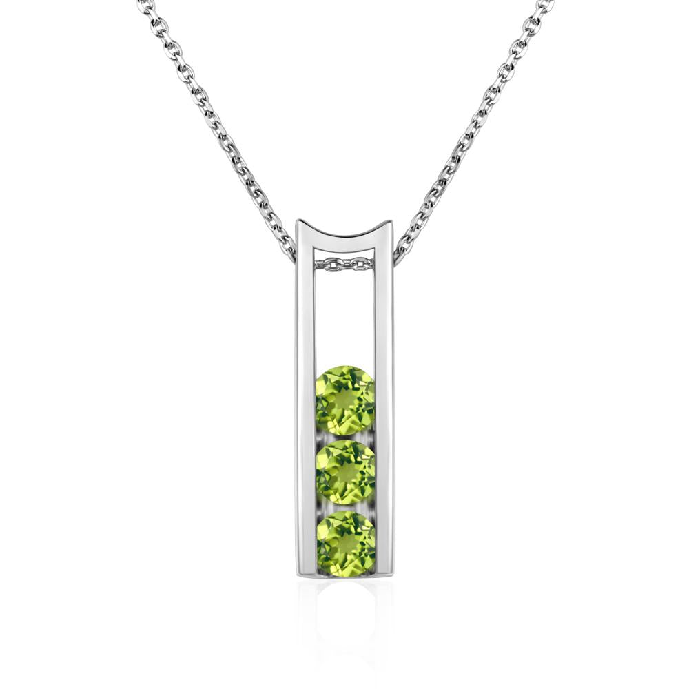 Peridot 3 Stones Mothers Necklace - LUO Jewelry #metal_14k white gold