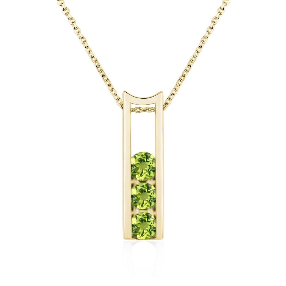 Peridot 3 Stones Mothers Necklace - LUO Jewelry #metal_18k yellow gold