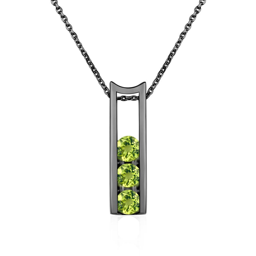 Peridot 3 Stones Mothers Necklace - LUO Jewelry #metal_black finish sterling silver