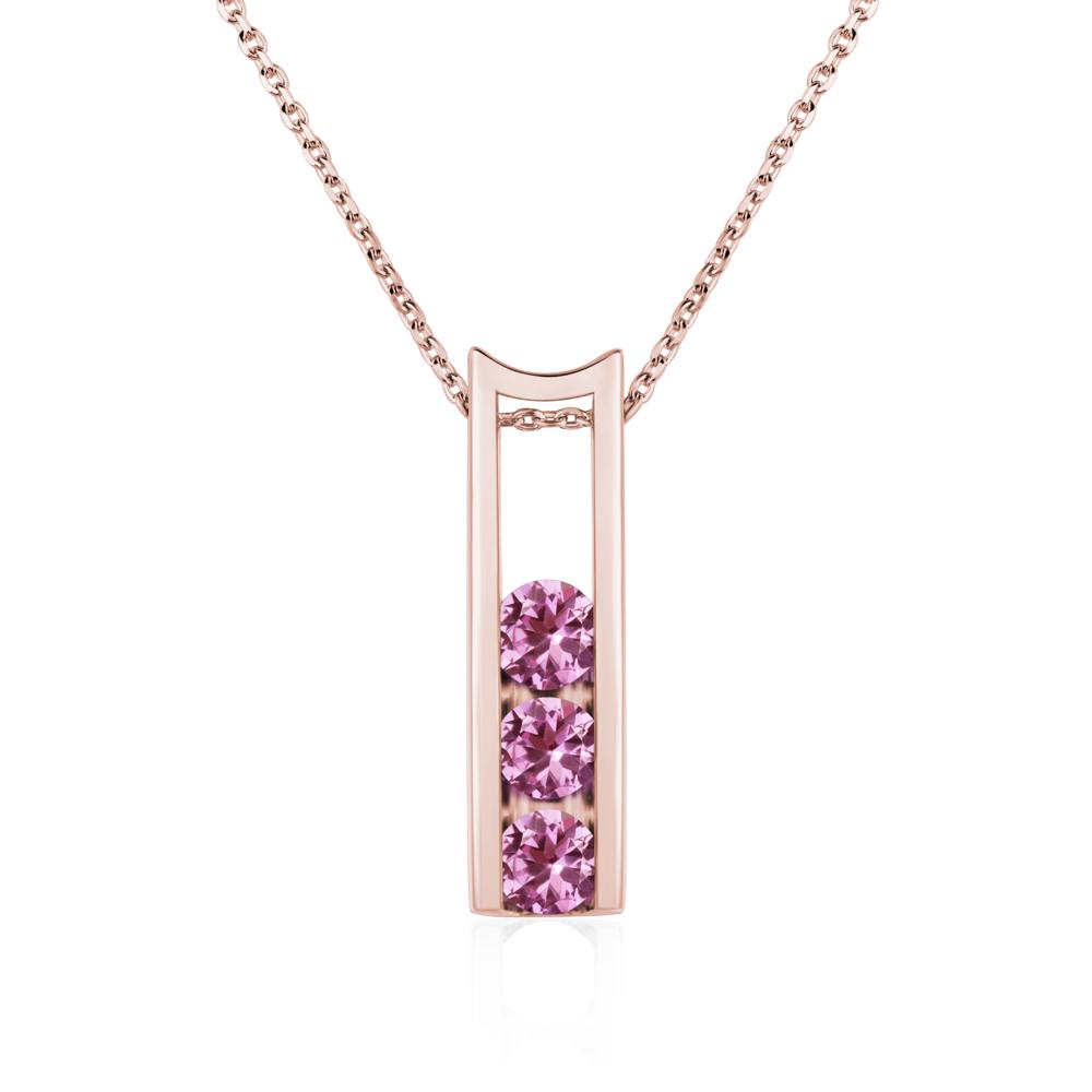 Pink Sapphire 3 Stones Mothers Necklace - LUO Jewelry #metal_18k rose gold