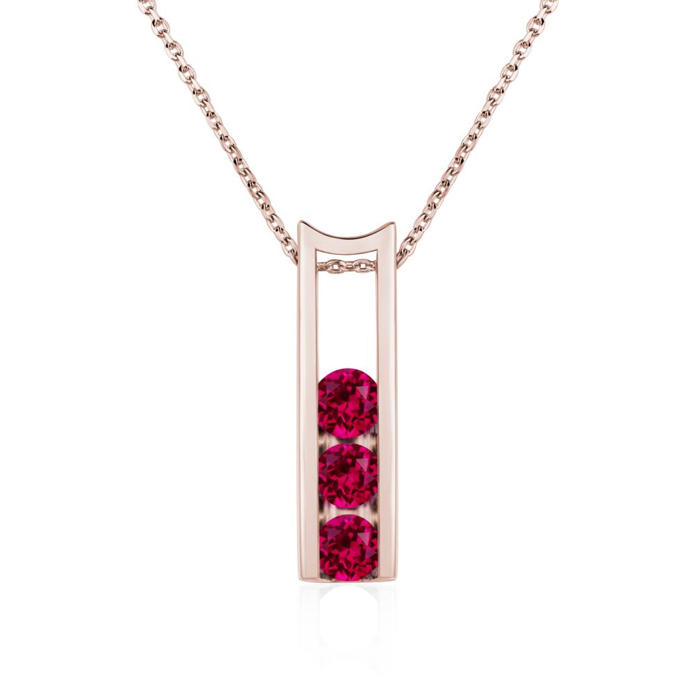 Ruby Three Stone Necklace - LUO Jewelry #metal_14k rose gold