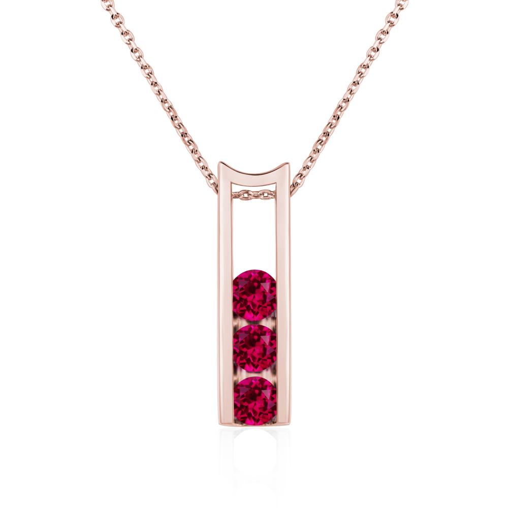 Ruby Three Stone Necklace - LUO Jewelry #metal_18k rose gold