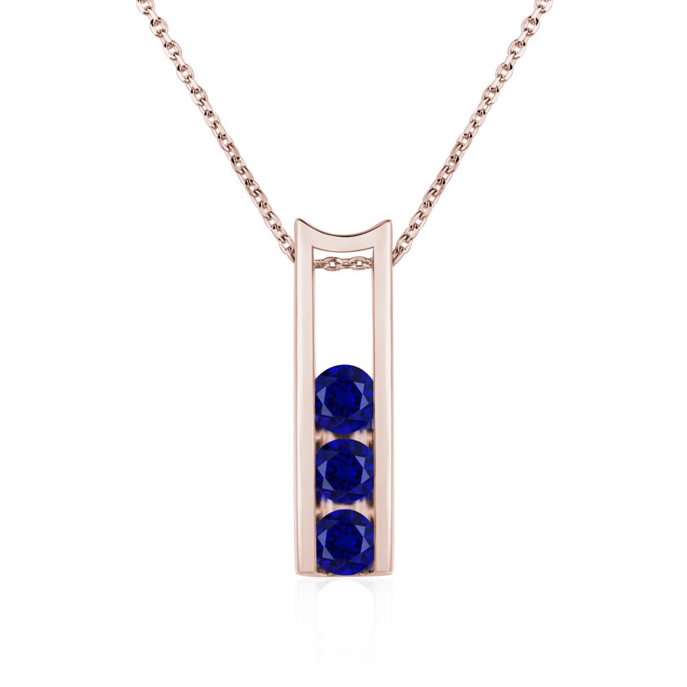 Sapphire 3 Stones Mothers Necklace - LUO Jewelry #metal_14k rose gold