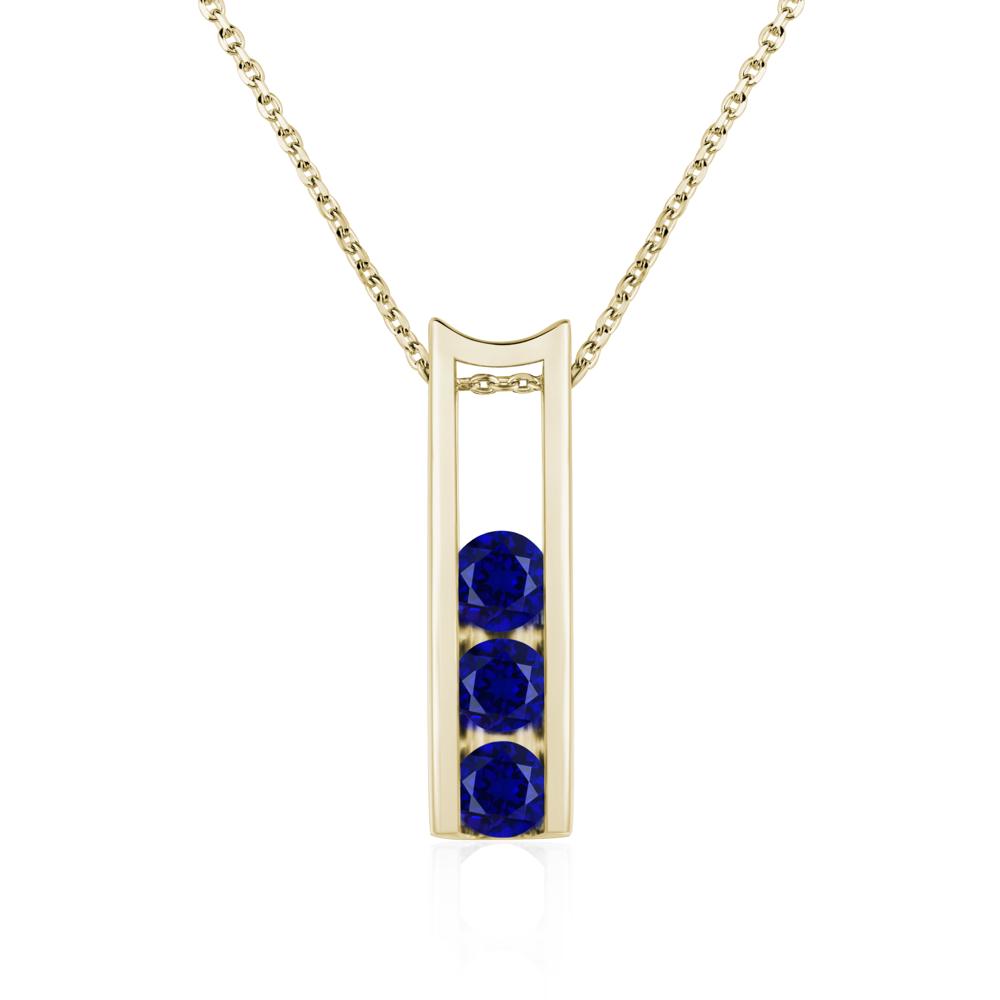 Sapphire 3 Stones Mothers Necklace - LUO Jewelry #metal_14k yellow gold