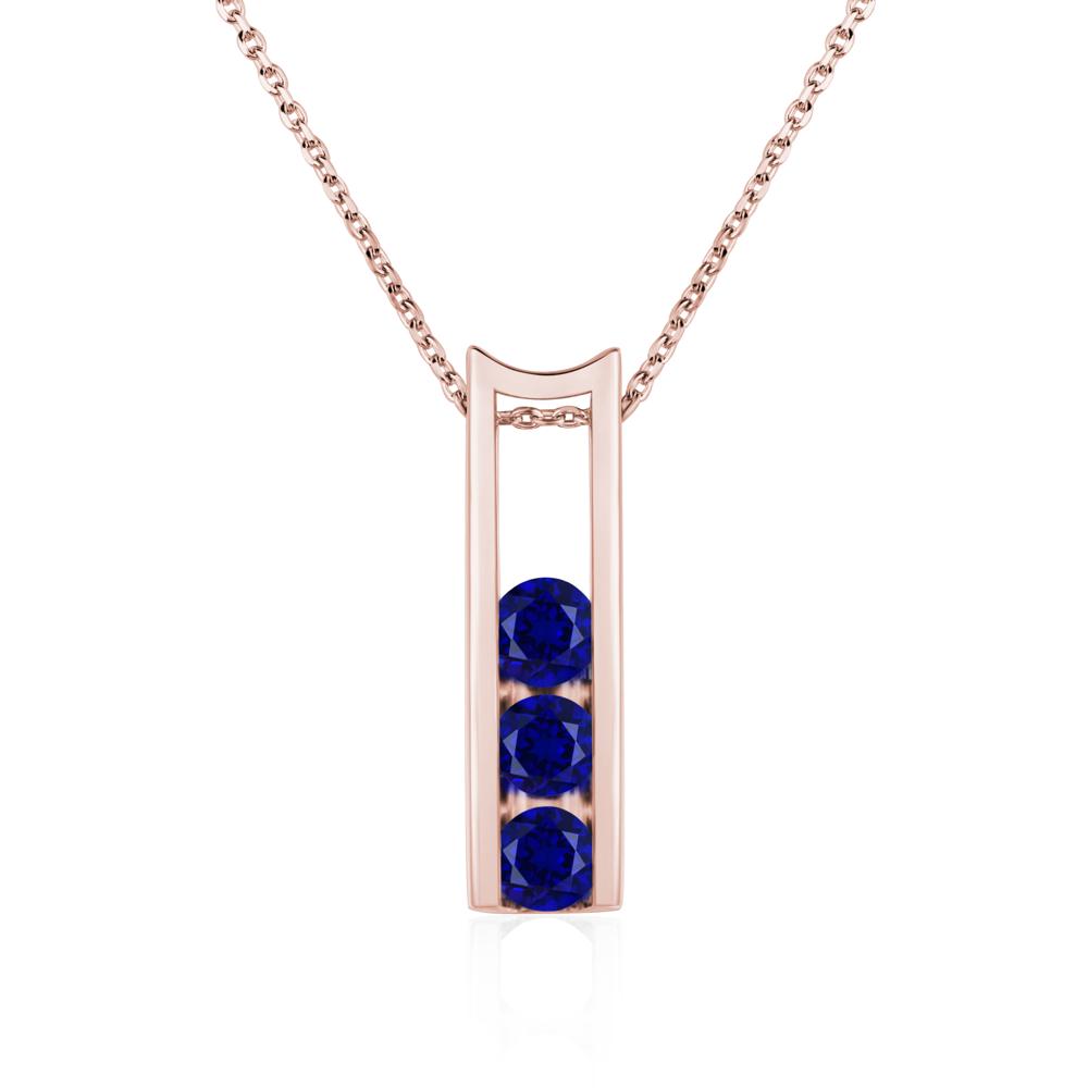 Sapphire 3 Stones Mothers Necklace - LUO Jewelry #metal_18k rose gold