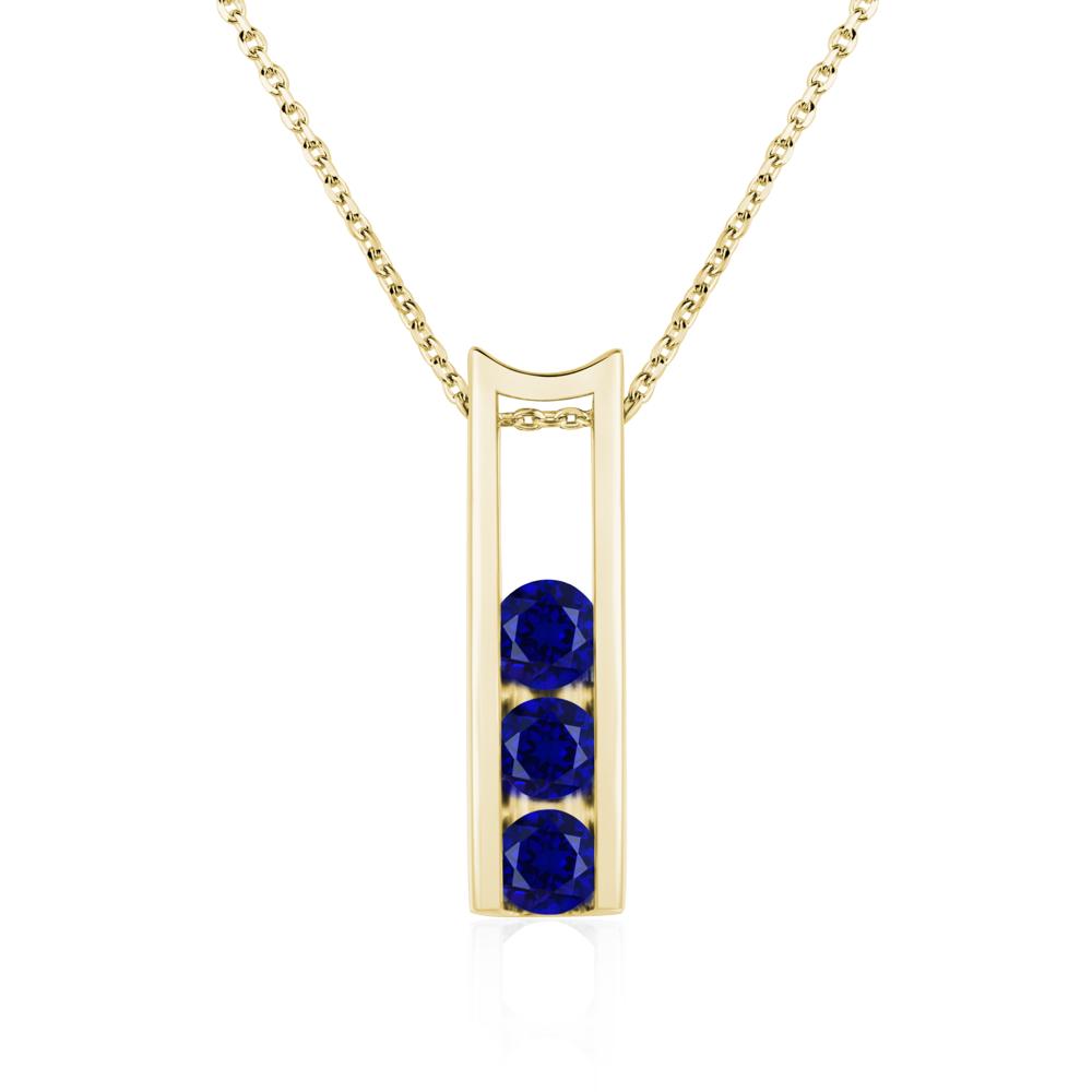 Sapphire 3 Stones Mothers Necklace - LUO Jewelry #metal_18k yellow gold