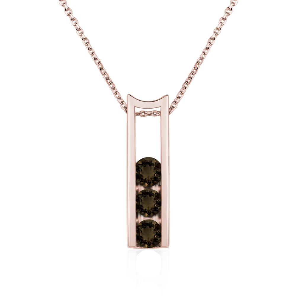 Smoky Quartz Three Stone Necklace - LUO Jewelry #metal_14k rose gold