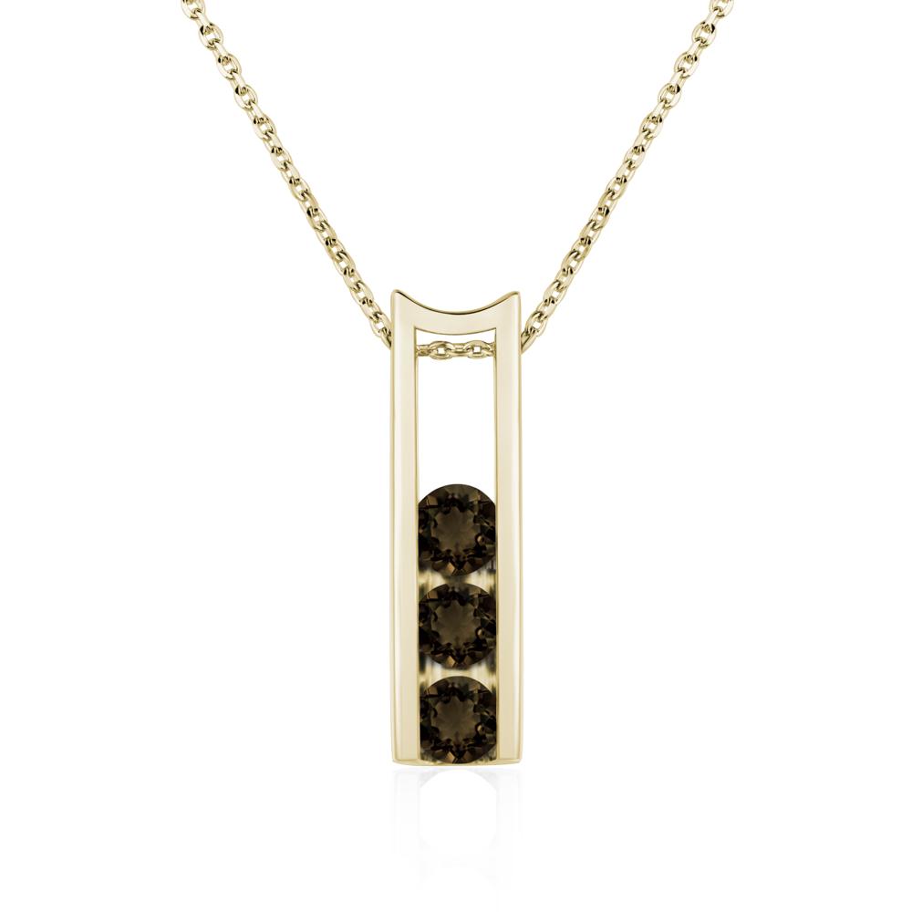 Smoky Quartz Three Stone Necklace - LUO Jewelry #metal_14k yellow gold
