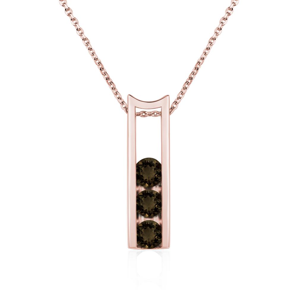 Smoky Quartz Three Stone Necklace - LUO Jewelry #metal_18k rose gold