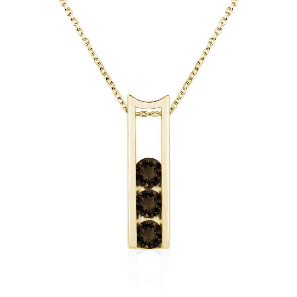 Smoky Quartz Three Stone Necklace - LUO Jewelry #metal_18k yellow gold