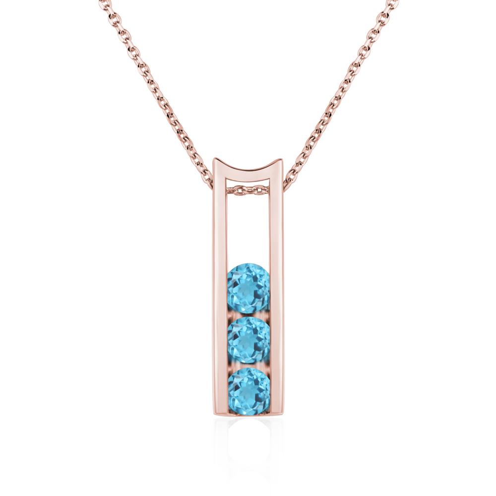 Swiss Blue Topaz 3 Stones Mothers Necklace - LUO Jewelry #metal_18k rose gold
