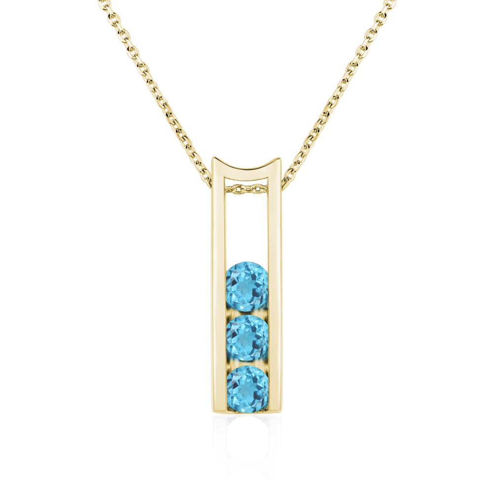 Swiss Blue Topaz 3 Stones Mothers Necklace - LUO Jewelry #metal_18k yellow gold
