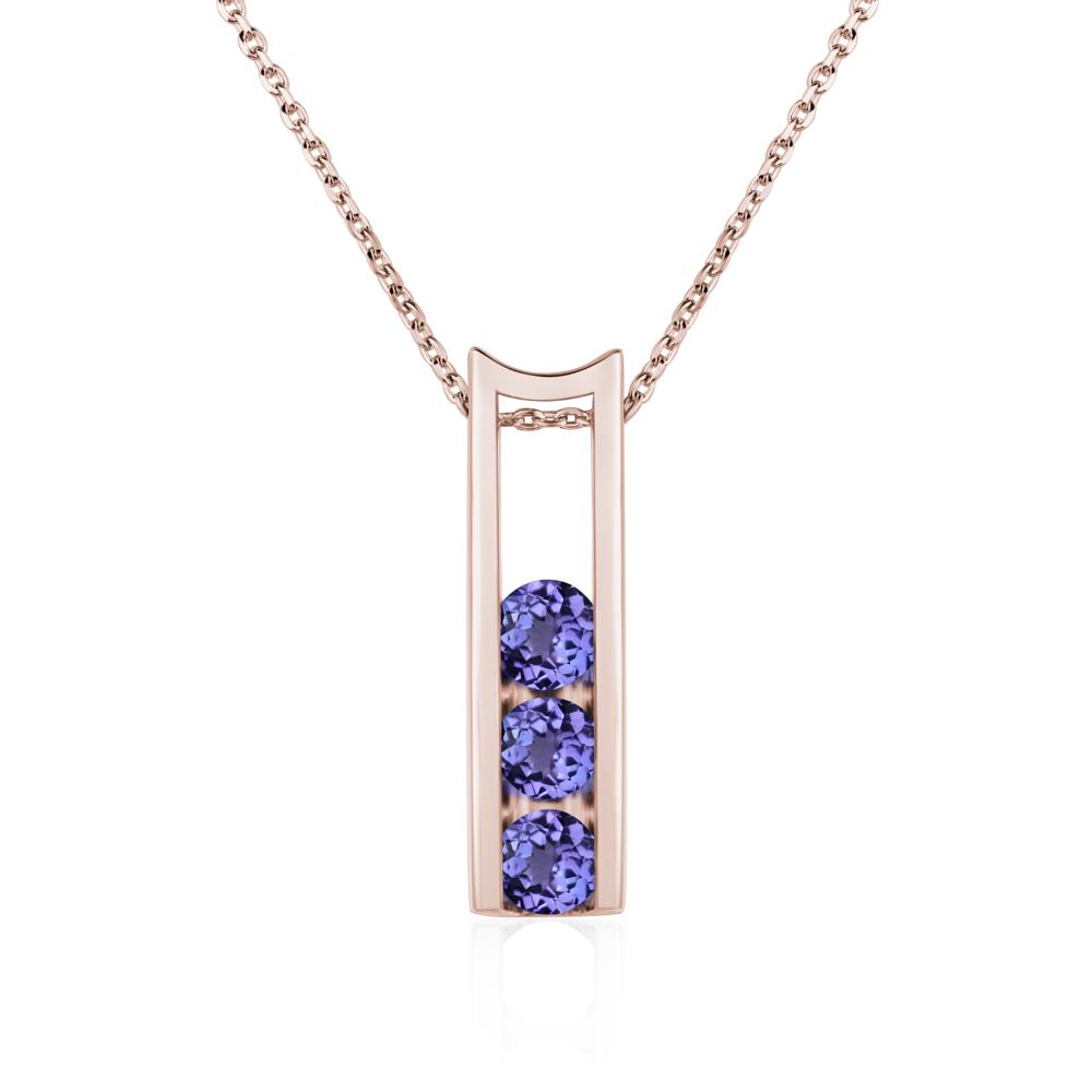 Tanzanite Three Stone Necklace - LUO Jewelry #metal_14k rose gold