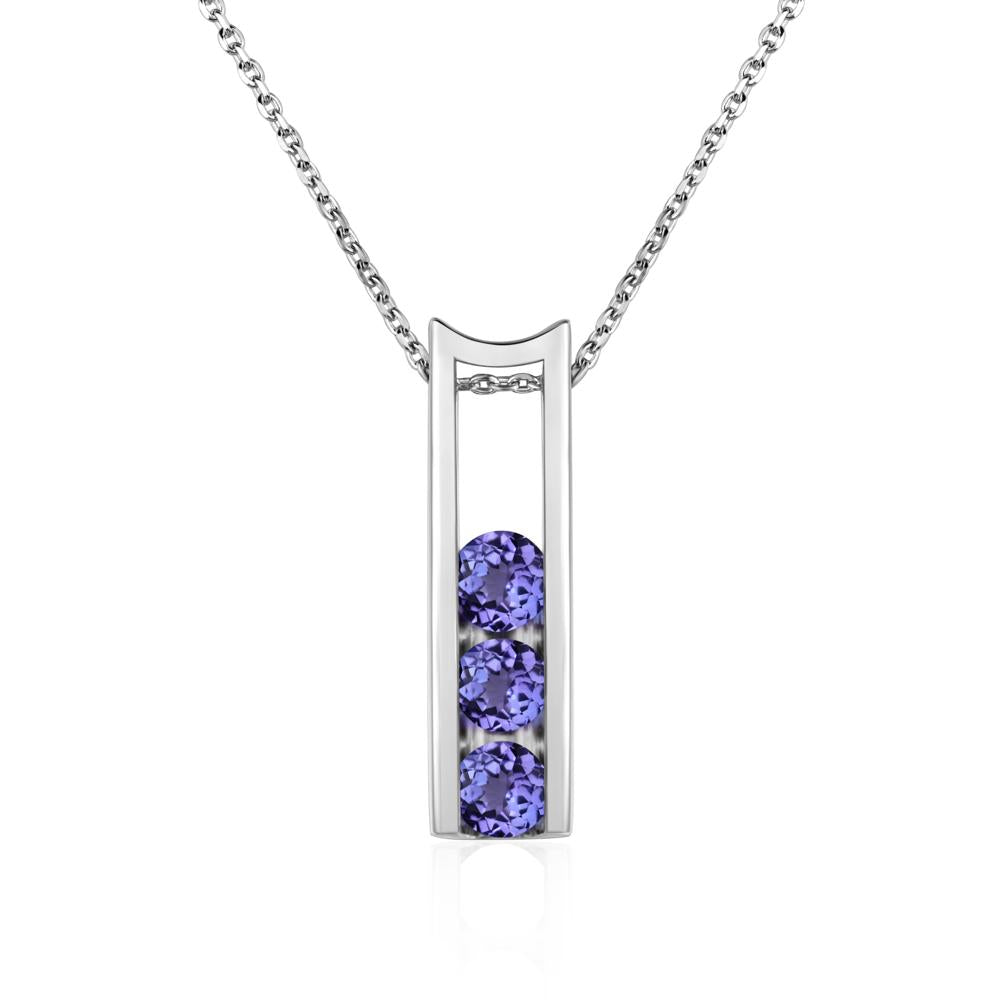 Tanzanite Three Stone Necklace - LUO Jewelry #metal_sterling silver