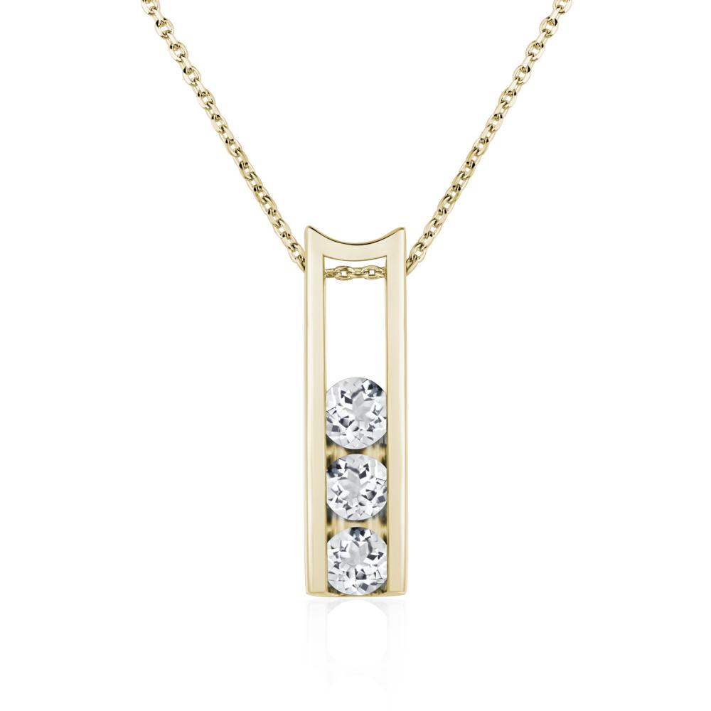 White Topaz 3 Stones Mothers Necklace - LUO Jewelry #metal_14k yellow gold
