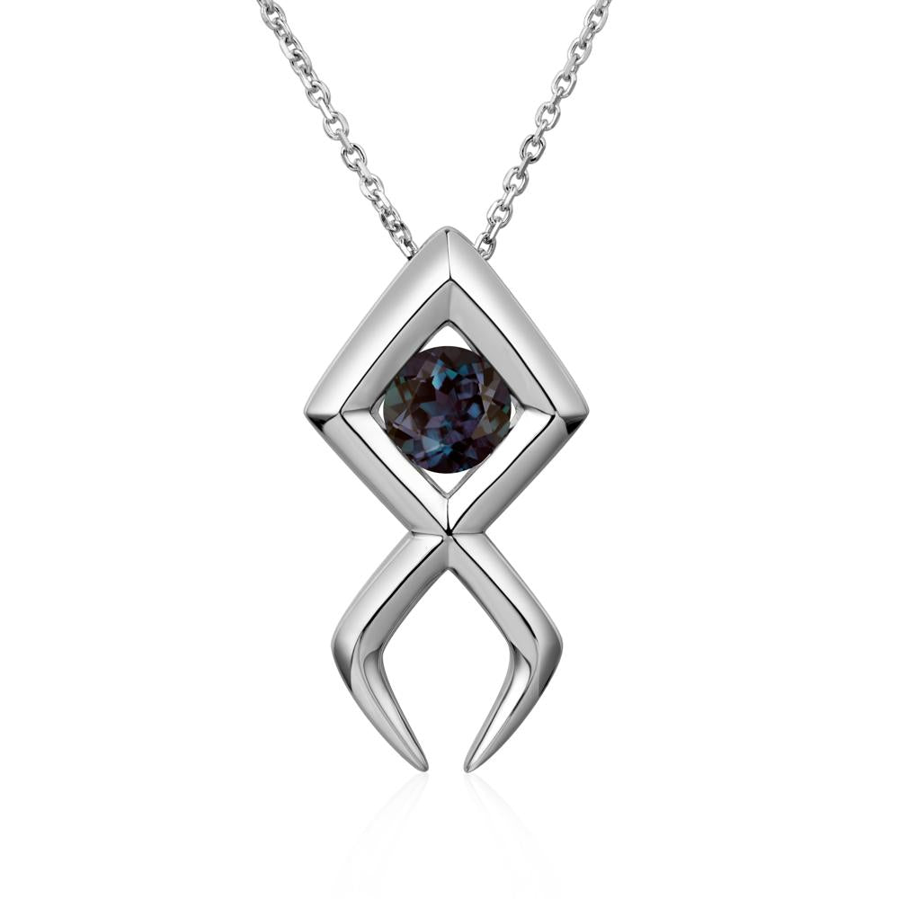 Jesus Fish Alexandrite Necklace - LUO Jewelry #metal_14k white gold
