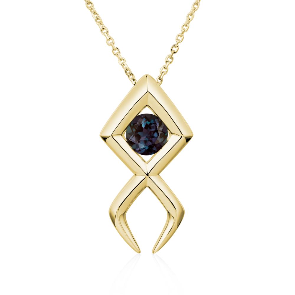 Jesus Fish Alexandrite Necklace - LUO Jewelry #metal_18k yellow gold