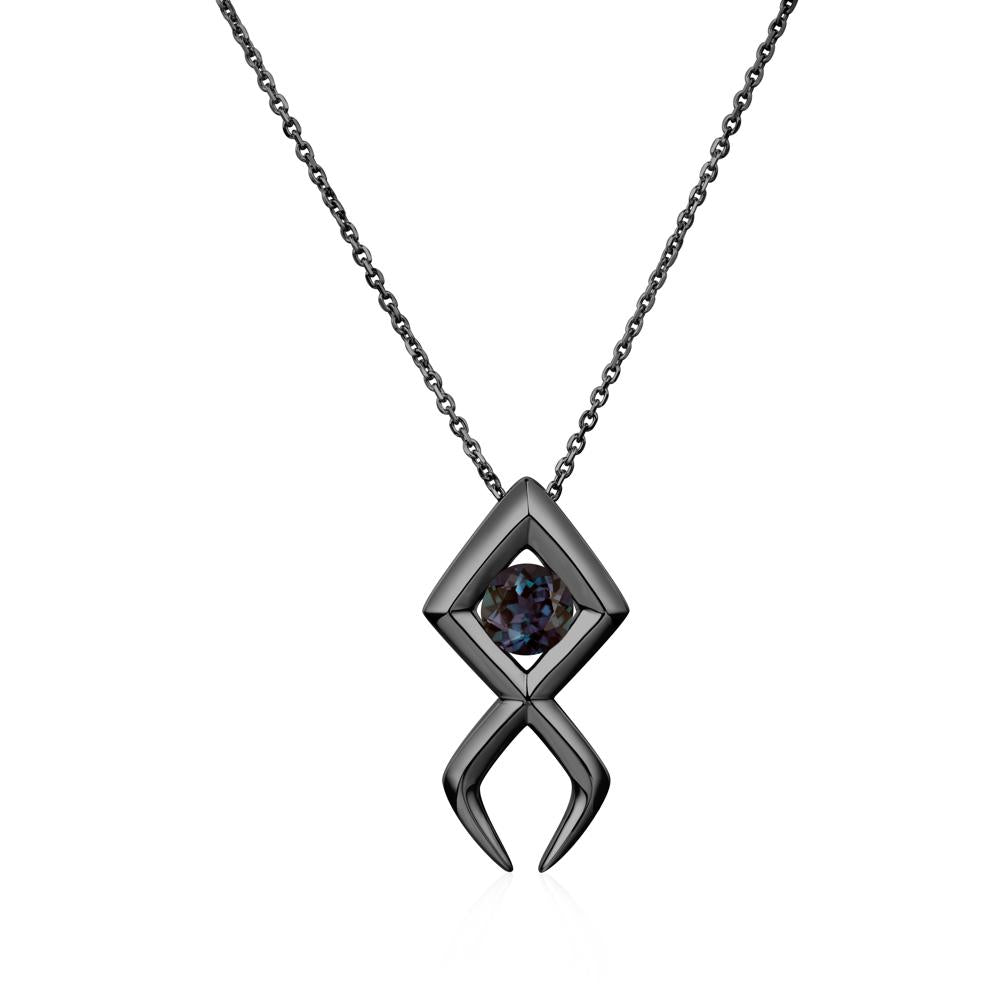 Jesus Fish Alexandrite Necklace | LUO Jewelry #metal_black finish sterling silver