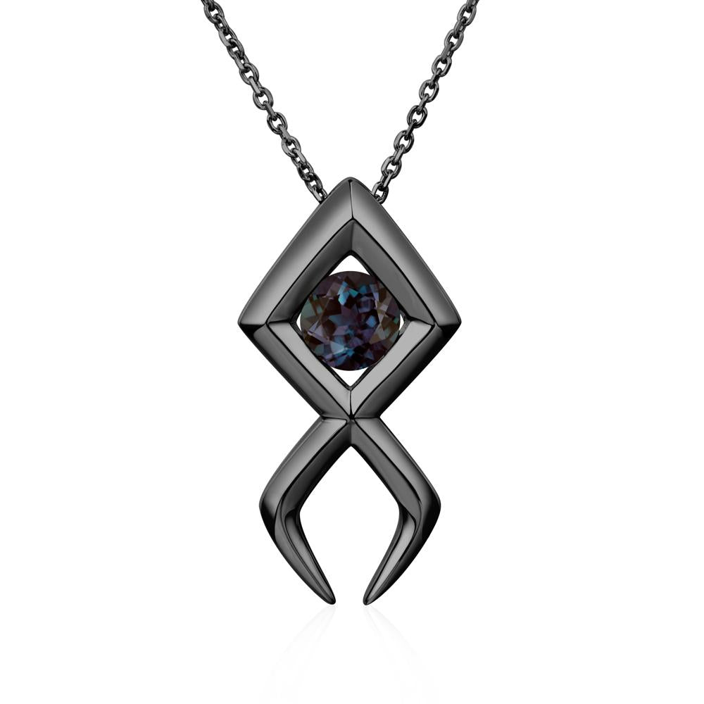 Jesus Fish Alexandrite Necklace - LUO Jewelry #metal_black finish sterling silver