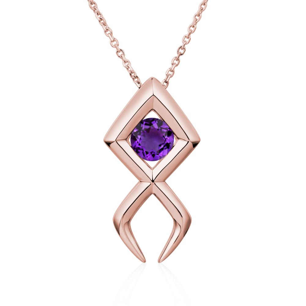 Jesus Fish Amethyst Necklace - LUO Jewelry #metal_18k rose gold
