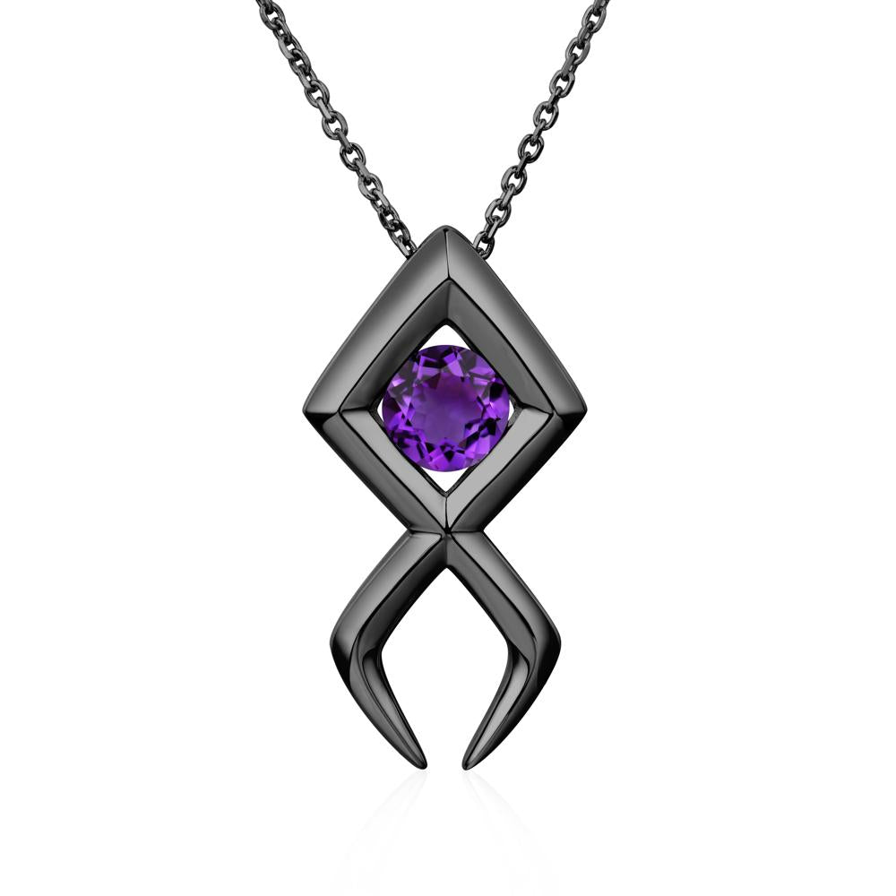 Jesus Fish Amethyst Necklace - LUO Jewelry #metal_black finish sterling silver