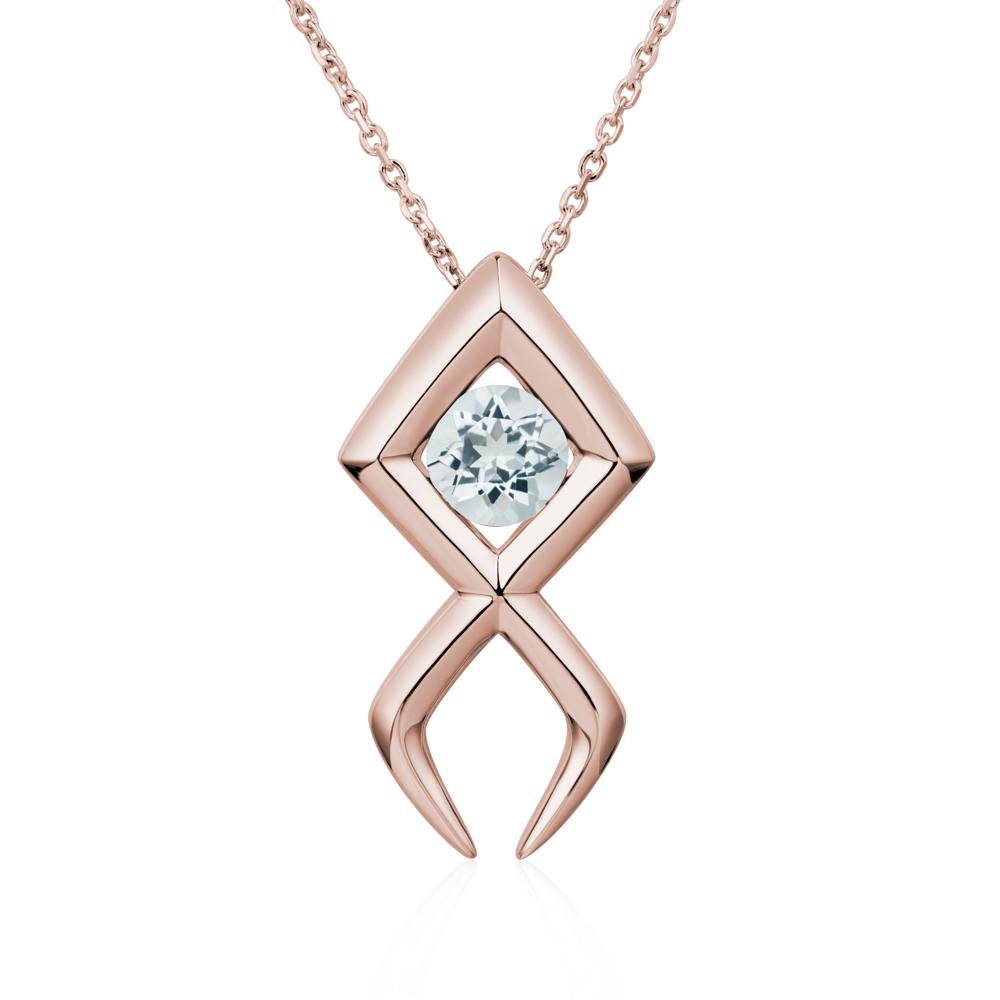 Jesus Fish Aquamarine Necklace - LUO Jewelry #metal_14k rose gold