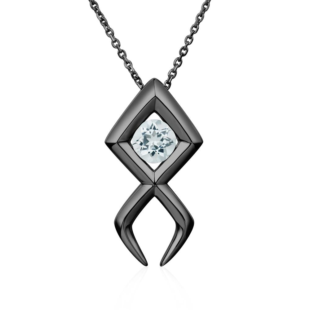 Jesus Fish Aquamarine Necklace - LUO Jewelry #metal_black finish sterling silver