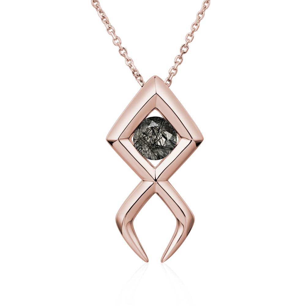 Jesus Fish Black Rutilated Quartz Necklace | LUO Jewelry #metal_14k rose gold