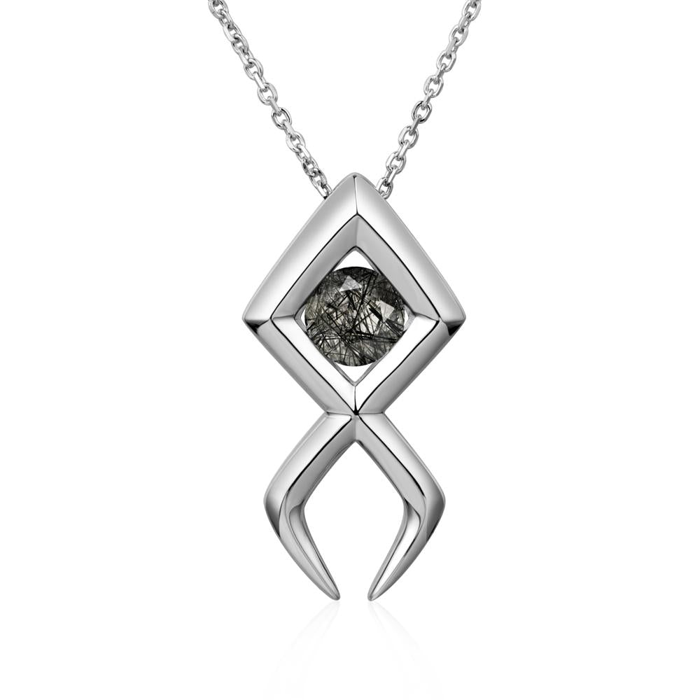 Jesus Fish Black Rutilated Quartz Necklace | LUO Jewelry #metal_14k white gold