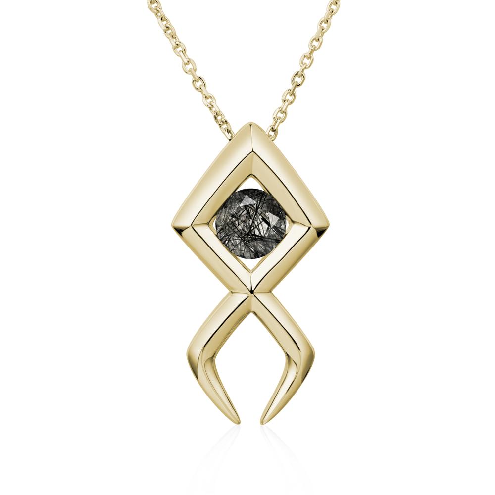 Jesus Fish Black Rutilated Quartz Necklace | LUO Jewelry #metal_14k yellow gold