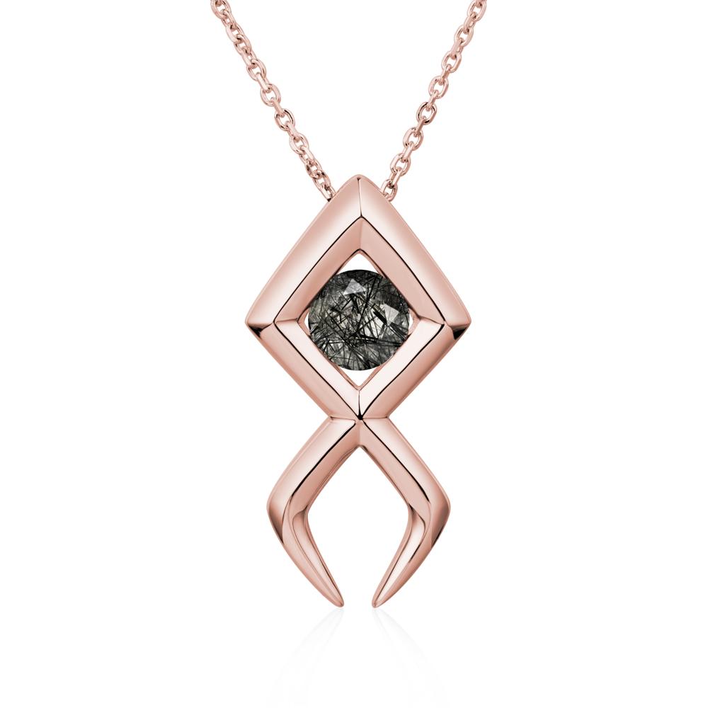 Jesus Fish Black Rutilated Quartz Necklace | LUO Jewelry #metal_18k rose gold