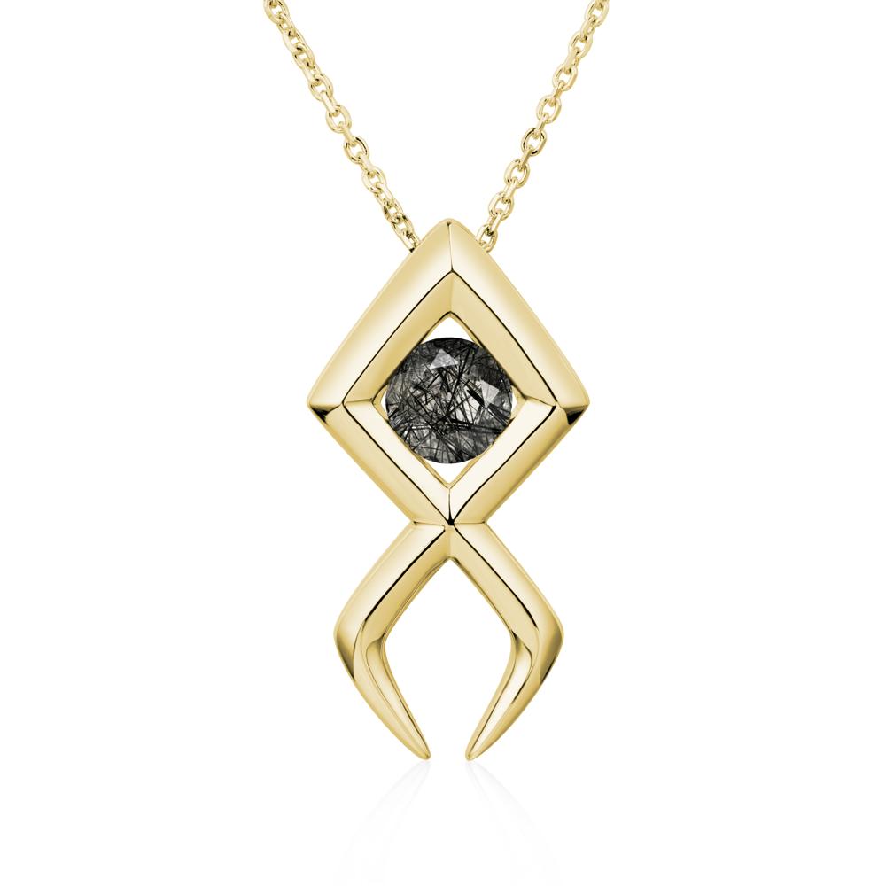 Jesus Fish Black Rutilated Quartz Necklace | LUO Jewelry #metal_18k yellow gold