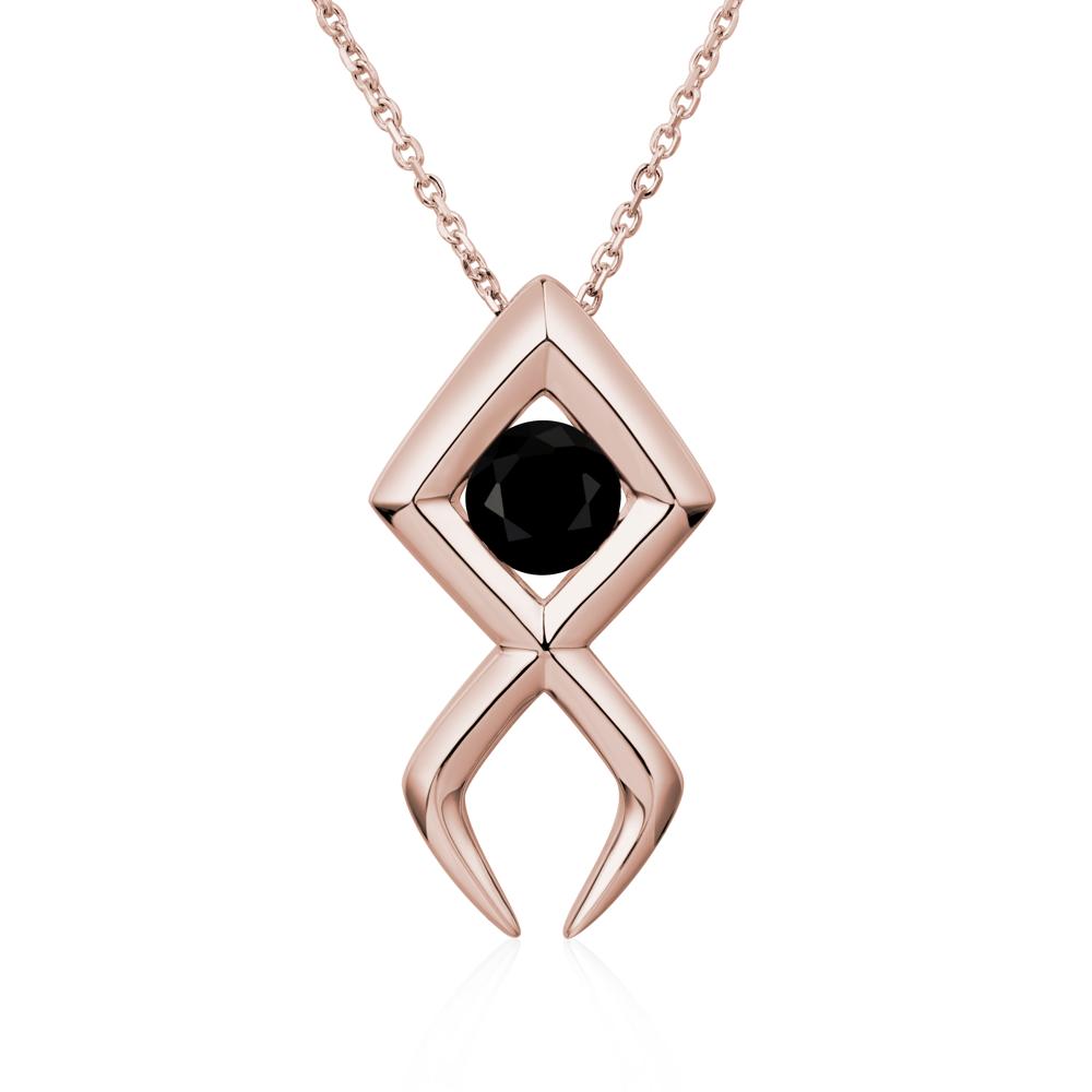 Jesus Fish Black Spinel Necklace - LUO Jewelry #metal_14k rose gold