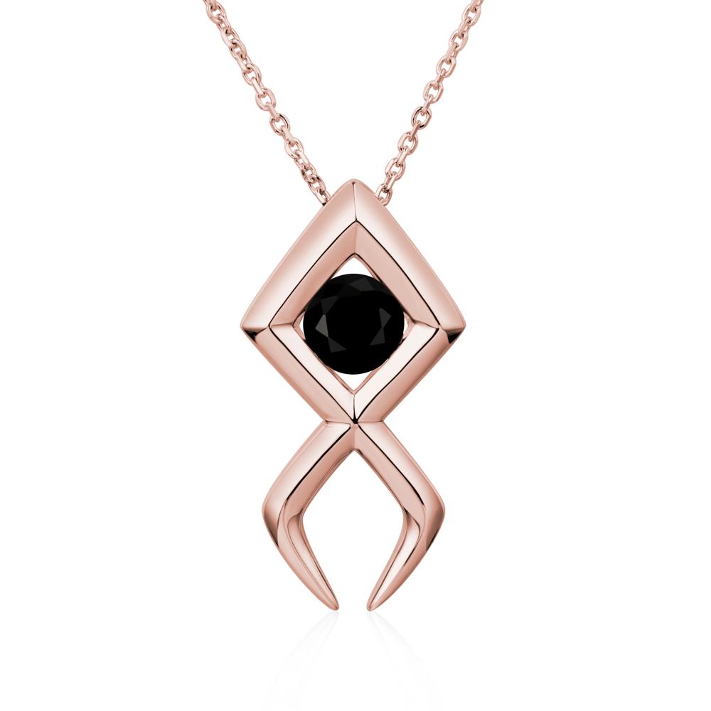 Jesus Fish Black Spinel Necklace - LUO Jewelry #metal_18k rose gold