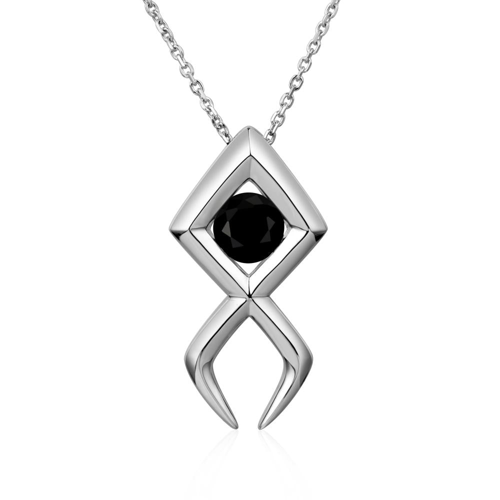 Jesus Fish Black Spinel Necklace - LUO Jewelry #metal_18k white gold