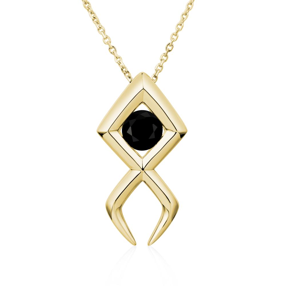 Jesus Fish Black Spinel Necklace - LUO Jewelry #metal_18k yellow gold