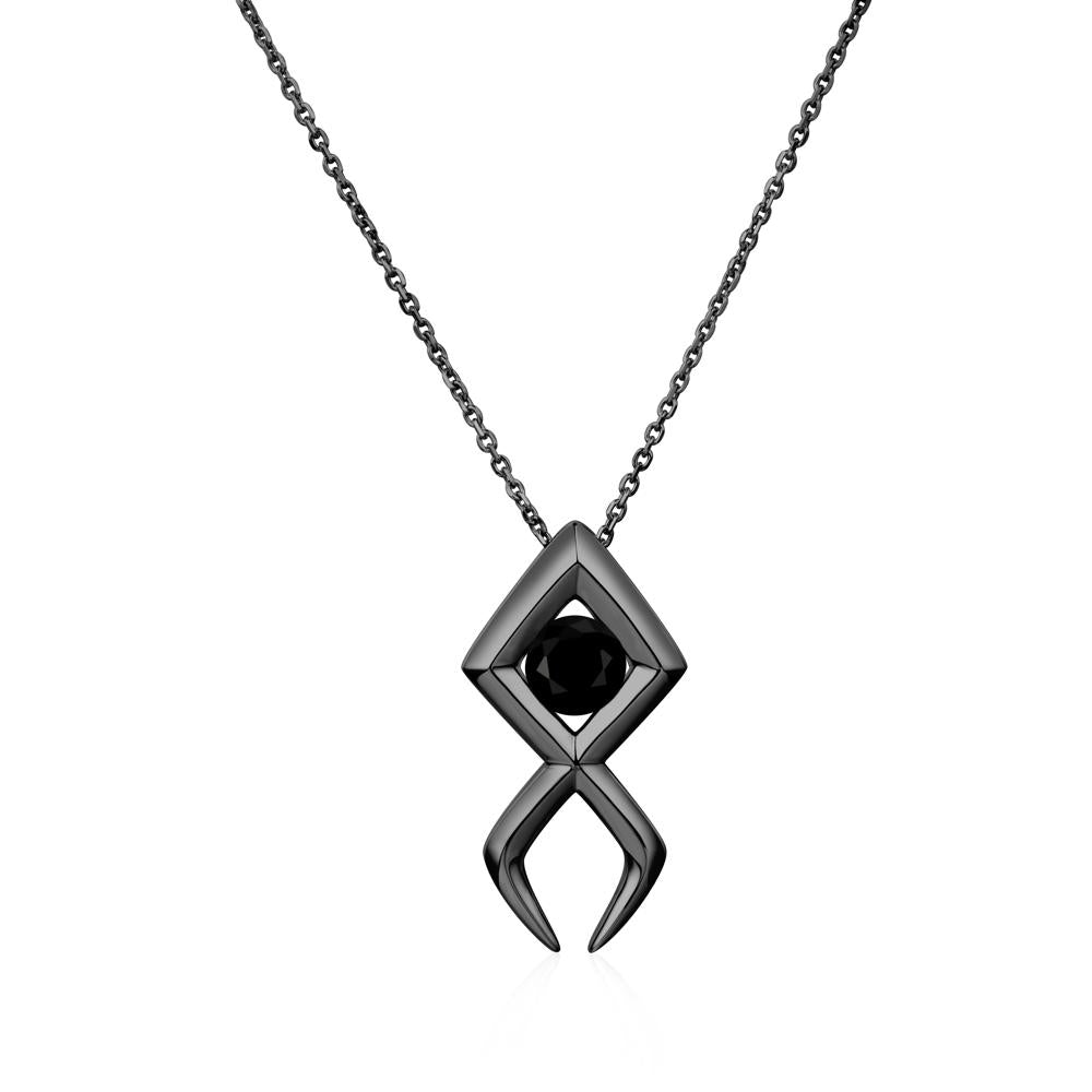 Jesus Fish Black Spinel Necklace | LUO Jewelry #metal_black finish sterling silver