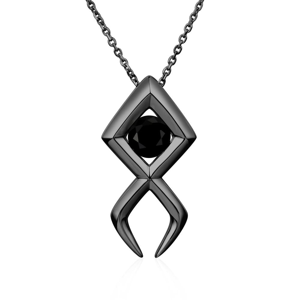 Jesus Fish Black Spinel Necklace - LUO Jewelry #metal_black finish sterling silver