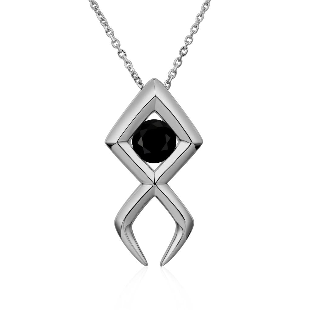 Jesus Fish Black Spinel Necklace - LUO Jewelry #metal_platinum