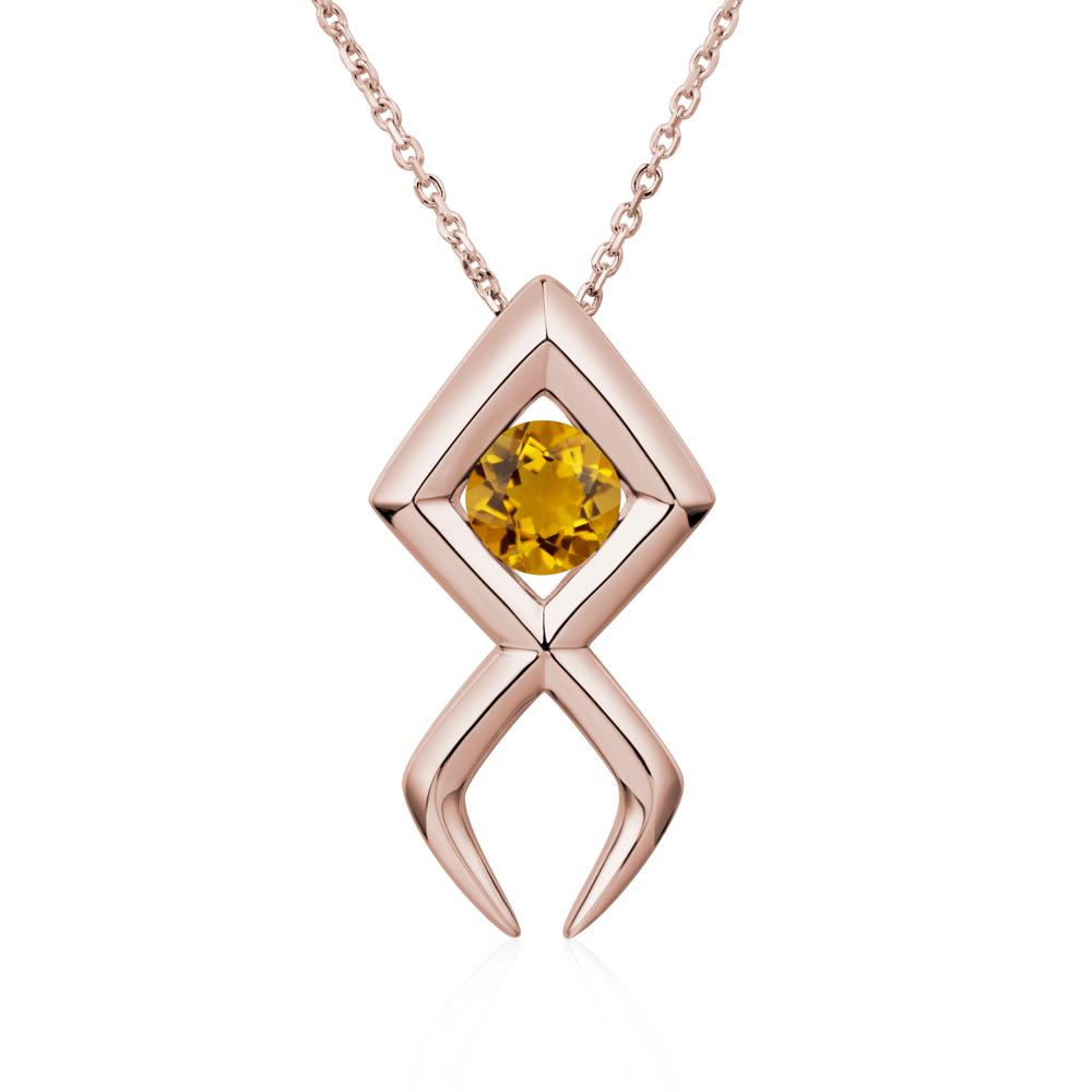 Jesus Fish Citrine Necklace - LUO Jewelry #metal_14k rose gold